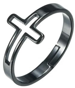 Kreuz verstellbare Ringe christliche religiöse Edelstahl Roségold Farbe Paar Ring Schmuck Geschenke für Frauen Mädchen