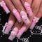 24PCS French Pink Kitty Press on Nails,Cute Kawaii 3D False Nails,Cartoon Y2K Long Length with Pearl and Bow Design,Trapezoid Coffin Fake Nails,Glossy and Full Cover Acrylic Nails for Women