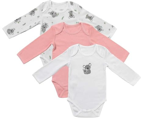 schlummersack Baby Body Langarm Set Mädchen Koala Größe 86 12-18Monate | 3 Stück Baby Body Mädchen 100% Bio Baumwolle | Babybody Langarm Set Set - Body Babys Mädchen mit Knöpfe Pack
