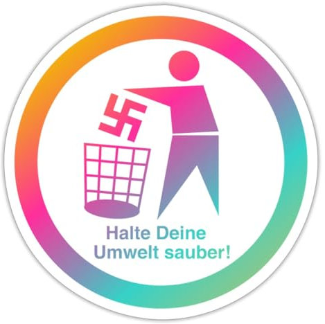 Spreadshirt Halte Deine Umwelt Sauber Gegen Rechts FCK NZS Rainbow Sticker, max. 10 x 10 cm, 10 x 10 cm, Mattweiß