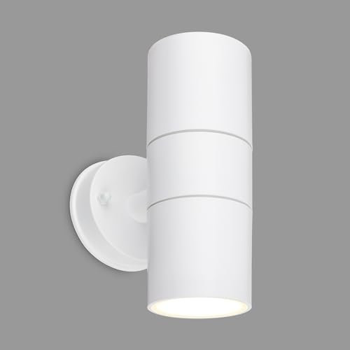 BRILONER - Applique esterna IP54 antischizzo e antipolvere, portalampada GU10, max. 7W, lampada esterna, applique da parete, proiettore, illuminazione esterna, applique esterne, 16x7,5x11 cm, bianco