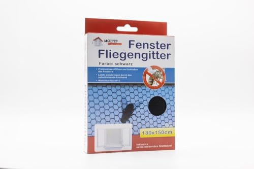 laro Fenster Fliegengitter schwarz/weiß 4/8/20/40 STK Insektenschutz/Pollenschutz ohne Bohren, Muster:Schwarz, Anzahl:4