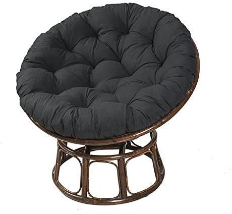 YeGang Papasan Sitzkissen, rund, weich, dick, für Papasan-Sessel, Rattan, für Garten, Balkon, Wohnzimmer (120 x 120 cm, schwarz)