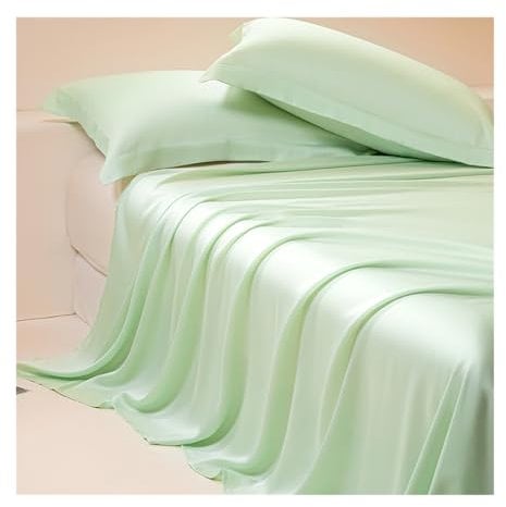 100% Eukalyptus Tencel/Lyocell Satin Bettlaken ohne Gummizug Betttuch Haustuch Laken ohne Gummi Seidig Glatte Kühlblätter für alle Jahreszeiten (Color : Green, Size : 180x230cm)