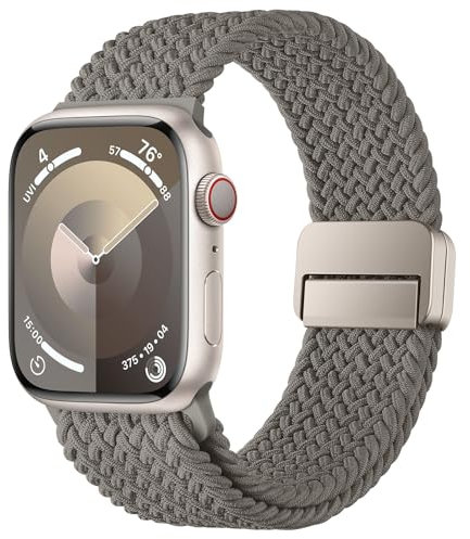 HITZEE Kompatibel mit Apple Watch Armband 49/46/45/44/42/41/40/38mm, Geflochten Band mit Magnetisch Schließe Entworfen für Apple Watch Ultra 2 Serie 10 9 8 7 SE 6 5 4 (38/40/41/42, Tonbraun)