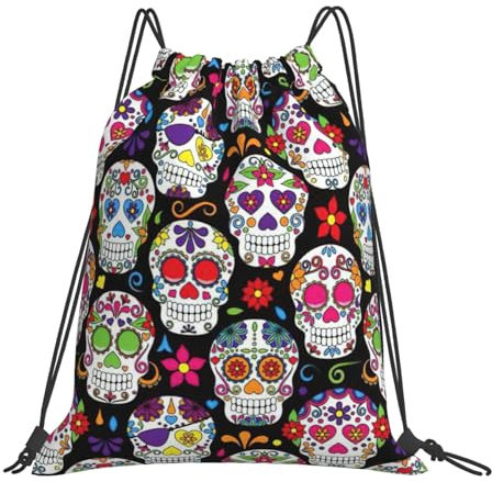 YQxwJL Turnbeutel mit Totenkopf-Motiv, für Herren und Damen, wasserdicht, mit Kordelzug, Sport-Reise-Aufbewahrungstasche, weiß, One size