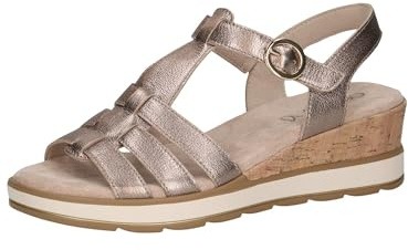 CAPRICE Damen Sandalen mit Keilabsatz aus Leder mit Klettverschluss