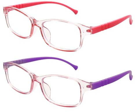 Husalsea Blaulichtfilter Brille Licht Brille, Anti Blaues Licht Brille Gaming-Brille Computer-Bildschirm Handeln, Verhindern, Dass Kinder Brillen Müdigkeit Blockieren Blaues Licht Brille (Rosa Lila)