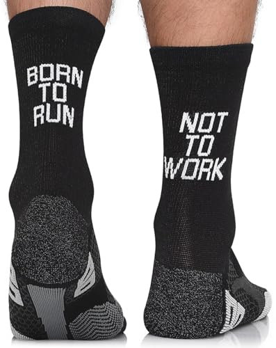TODO RUNNING RAID CREW Laufsocken mit Lustige Aufschrift, Anti Blasen Socken, Running Socks Men. Bunte Sport Socken Damen 39-42, Laufsocken Herren (Born to Run, 39-42)