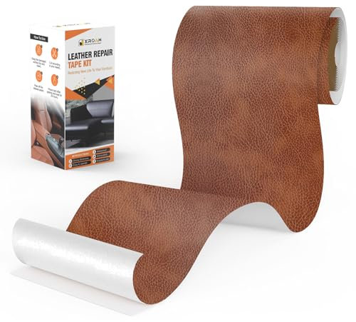 Xroam Kunstleder Selbstklebend, 12x160 cm Retro Dunkelbraun Leder Reparatur Patch, Lederflicken Selbstklebender, Kunstleder Reparaturset, Leder Patch Selbstklebend für Sofa, Autositze, Taschen, Jacken