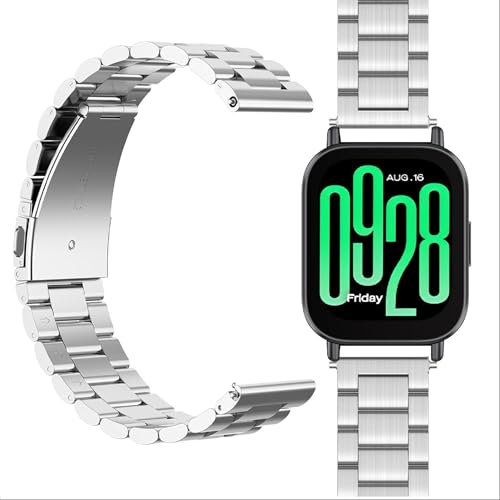 GIOPUEY Correas Compatible con Xiaomi Redmi Watch 5 Active/5 Lite, Acero Inoxidable La Correa [Resistente al Desgaste] Pulsera - Silver