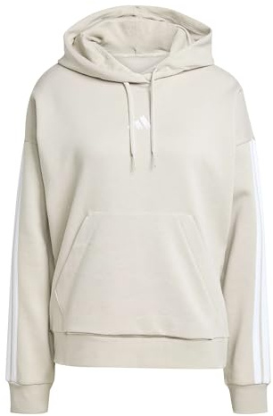 adidas Women's Essentials 3-Stripes Fleece Hoodie, Wonder Alumina/White, XL