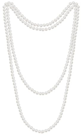jerbro 1920s Gatsby Kostüm Perlenkette Accessoires Lange Künstliche Perle Halskette für Damen Halloween Fasching Dress Karneval Cosplay Party
