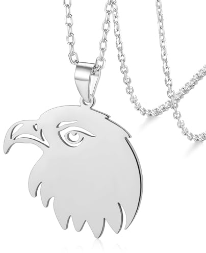 VASSAGO Adler Kopf Anhänger Halskette Vintage Hawk Halskette Edelstahl Adler Halskette für Männer Frauen Hip Hop Adler Kopf Amulett Halskette