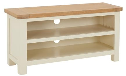The Furniture Market | Marbury Cream Painted | Small TV Unit Stand | Up to 50” TV Size | Fully Assembled | Rounded Corners | H 500 x W 1000 x D 360mm