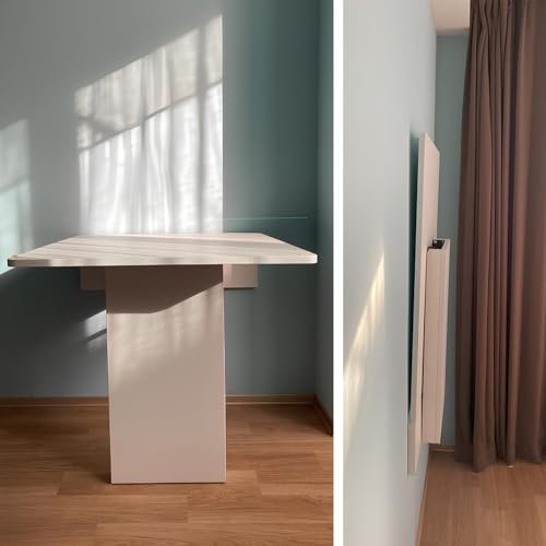 Wandmontierter Klapptisch，Schwebender Hängetisch Klappbarer Esstisch, platzsparender Klapptisch aus Holz, Murphy-Schreibtisch, Klapptisch, Wandschreibtisch, umklappbar, Arbeitszimmer, Schlafzimmer(Whi