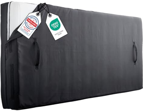 Dreamway - Housse de Déménagement Matelas 160x200 cm Imperméable et Résistante - 8 Poignées Renforcées, Fermeture Éclair Robuste, Certifiée Oeko-Tex, Réutilisable et Solide