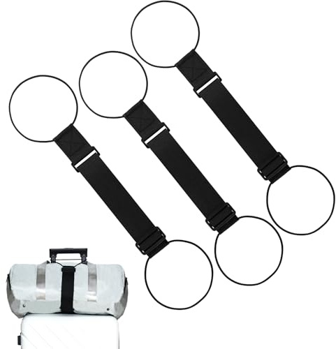 Prizmxed Elastischer Befestigungsgurt für Gepäck 3er-Pack, Koffergurt verstellbar, kofferband Gurt passend für Trolley-Koffer, leicht zu befestigende Handtaschen und Rucksäcke