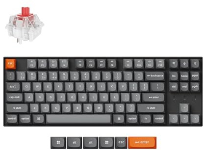 Keychron K8 Max Custom Wireless Mechanische Tastatur 2.4 GHz/Bluetooth/USB-C, Hot-swap, RGB, QMK/VIA Programmierbare Makros, PBT Keycaps, für Mac Windows, Super Red Switch
