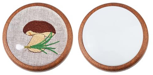 SUPERFINDINGS 2Sets Base de Broche en Bois Plateau pour épingles à nourrice Présentoir à Broches Couleur Chocolat Plateau à Broches Broche de Broderie Broche Ronde Plate avec Fixation en Laiton, 47mm