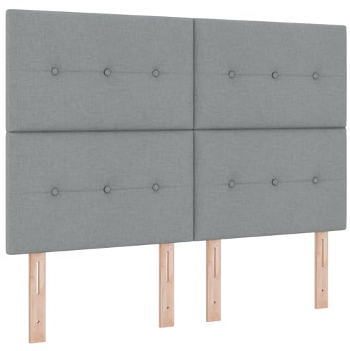 vidaXL Helles graues LED-Kopfteil mit Knopf-Polsterung, 140 cm, wandmontiert. Stylisches Möbel für Dein Schlafzimmer, bringt eine gemütliche Atmosphäre. Gepolstertes Kopfteil mit anpassbarem Rahmen.