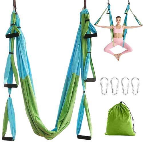 Aerial Yoga Swing Set Ultra Fuerte Hamaca Kit de Hamaca Trapecio Yoga Hamaca Kit Antigravedad Colgante de techo Flying Sling Ejercicios de Inversión Columpio Columpio 200 kg Capacidad de carga