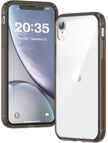Voyahülle Clear Case for iPhone XR, Ultra Thin Shockproof TPU Cover, Anti-Yellowing Crystal Clear Phone Case for Apple iPhone XR - black