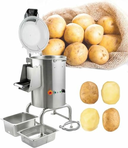 Professional Potato Peeler - 70-100 Kg/h - Access Water Tube + Transparent Cover, Automatic Stainless Steel Pest