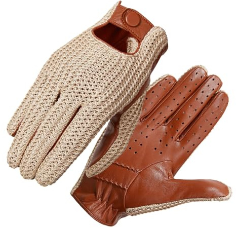 Herren Strickhandschuhe aus Ziegenleder, Touchscreen-Handschuhe für das tägliche Motorradfahren