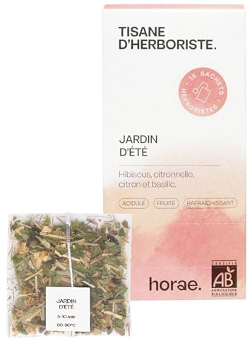 Horae Tisane Jardin d'Été Bio 15 Sachets Hibiscus Citronnelle Basilic