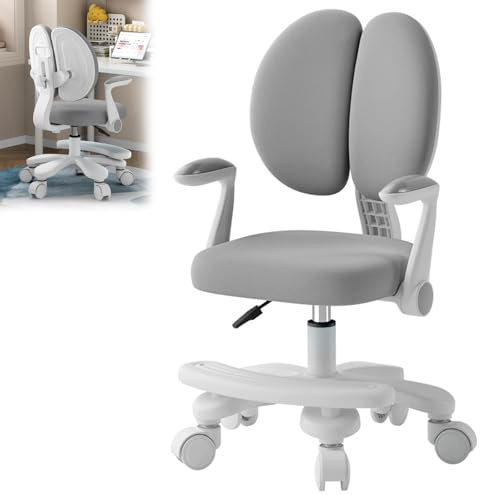 TAZZOR Schreibtischstuhl, höhenverstellbar, ergonomisch, für Kinder, Grau