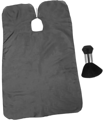 WRITWAA Hair Cutting Cape Smock Set 2pcs Black Salon Barber Apron with Neck Duster Brush for Professional Haircutting and Hair Dyeing at Home Or Salon
