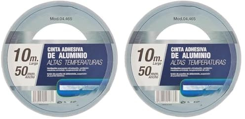 Blendend Aluminium-Klebeband, 50 mm x 10 m, ideal zum Abdichten, Reparieren und Isolieren von Oberflächen bei Heimwerker- und Wartungsprojekten. (Packung mit 2)