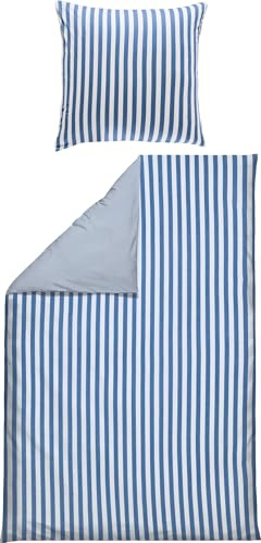 Erwin Müller Wendebettwäsche Mako-Satin blau-weiß Größe 1x 155x200 cm + 1x 80x80 cm