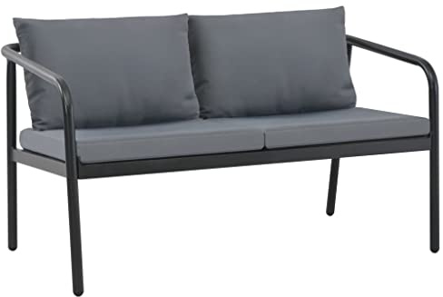 Ordellia 2-Sitzer-Gartenbank mit Auflagen, Dunkelgrau Aluminium, 123x72,5x67 cm, wetterfest für Garten, Terrasse, Balkon, Outdoor-Möbel