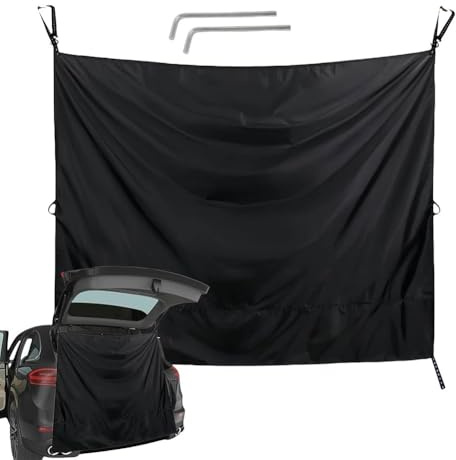 Tenda per porta posteriore per auto e camper, pannello privacy regolabile in tessuto Oxford nero, 180 x 230 x 1 cm