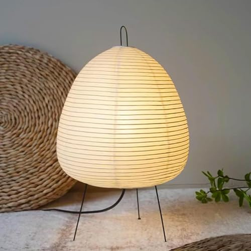 NVKE Reispapier Lampe Retro Wabi-sabi Nachttischlampe Nachtlicht Gemütliche Tischlampe Tischbeleuchtung Dekorative Tischleuchte Stimmung Tischlicht Papierlampe Wohnzimmer Schlafzimmer Deko Lampe(B)