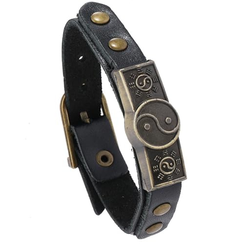 ROHCGHC Les perles,Bracelet en perles de jade, Bracelet chinois Taiji en cuir de vache for hommes et femmes, modèles Yin Yang Gossip, bijoux à main for Couple