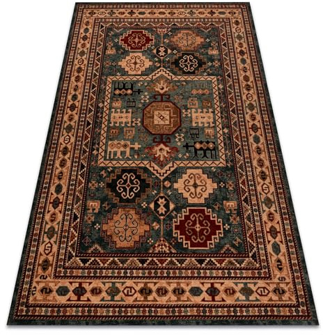 rugsx Wollteppich KASHQAI 4306 400 Orientalisch, Rahmen grün/beige 200x300 cm