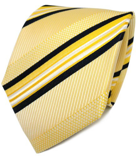 TigerTie Designer Seidenkrawatte in gelb weiß schwarz gestreift