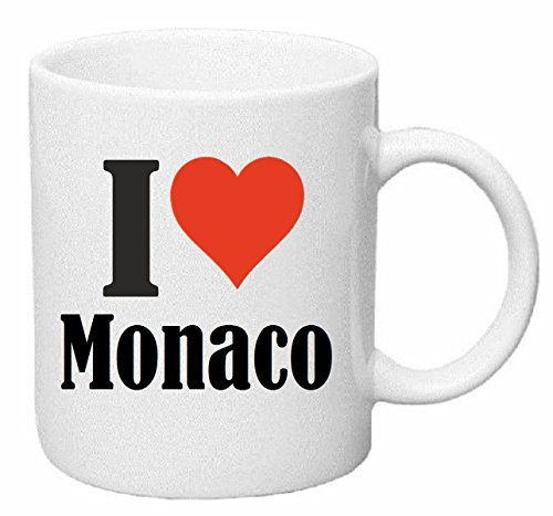 Reifen-Markt Kaffeetasse I Love Monaco Keramik Höhe 9,5cm ? 8cm in Weiß