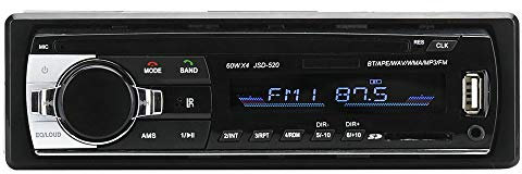 BW uno DIN Bluetooth Car – Soporte 4 x 60 W altavoz, Front Aux en estéreo, USB + Ranura para tarjeta SD, MP3, WAV, WMA, sintonizador de FM