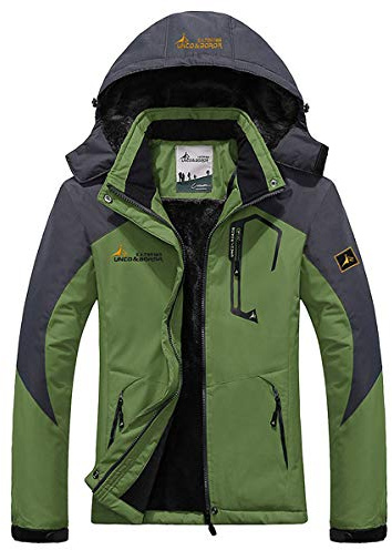 donhobo Womens Waterproof Jacket,Winter Hiking Warm Fleece Coat with Hood | Waterproof,Windproof Warm,Detachable Hood,Zipper Pockets,Ideal for Snow Sports Winter Outdoor Daily commute