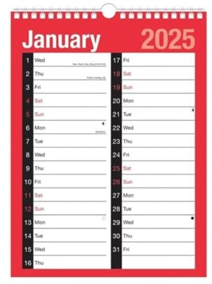 The Home Fusion Company 2024 A4 extra breit 2 Spalten Monate zum Anschauen Spiralbindung Wand Planer Kalender Büro Zuhause
