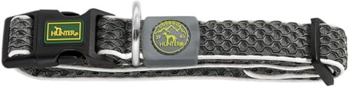 HUNTER Hilo Vario Basic Halsung, Halsband für Hunde, Mit leichtem Mesh-Material, Anthrazit, M-L