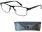 Metall Lesebrille mit rechteckigen Gläsern - mit Gratis Etui, Edelstahl Brillengestell (Schwarz), Eckige Lesehilfe Herren und Damen +1.0 Dioptrien