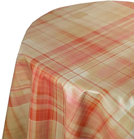d-c-fix Wachstuch Tischdecke Wachstuchtischdecke Farbe und Größe wählbar Kariert Orange 80 cm Rund abwaschbare Gartentischdecke