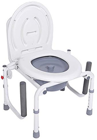 Toilettenrahmen Klappbarer Toilettenstuhl | Nachtstuhl Toilettensitz mit Armlehnen Bad Sicherheitsrahmen Duschstuhl Höhenverstellbar für ältere Menschen, Erwachsene max. 150 kg