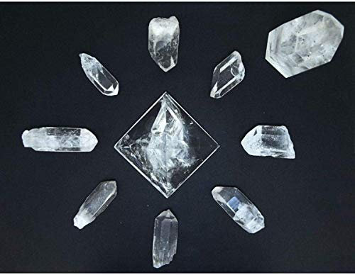 Parrilla de Reiki Piedra Cuarzo Blanco Maestro Puntas Bruto Pirámide Completa Cristales Sanación Mandala Pirámide Cuarzo o Cuarzo Rosa