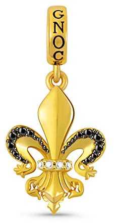 GNOCE Fleur de Lis Charms Anhänger Sterling Silber 18 Karat vergoldete Blume Dangle Charm Fit Armband/Halskette für Frauen Mädchen
